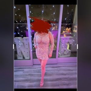 Sequin sheer gray dress